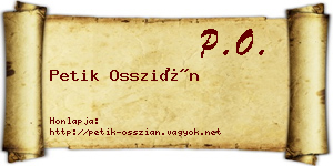 Petik Osszián névjegykártya